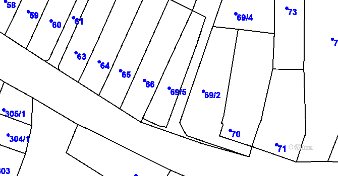 Parcela st. 69/5 v KÚ Mackovice, Katastrální mapa