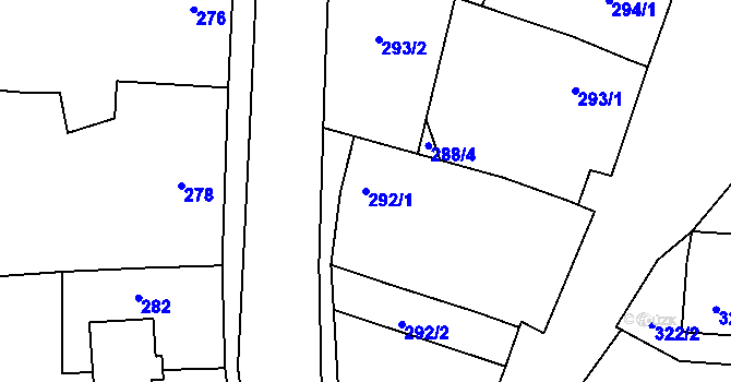 Parcela st. 292/1 v KÚ Mackovice, Katastrální mapa