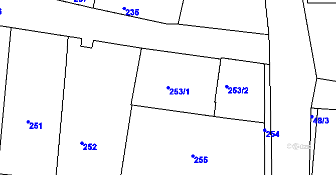 Parcela st. 253/1 v KÚ Mackovice, Katastrální mapa