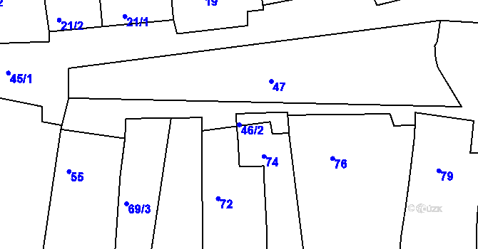Parcela st. 46/2 v KÚ Mackovice, Katastrální mapa