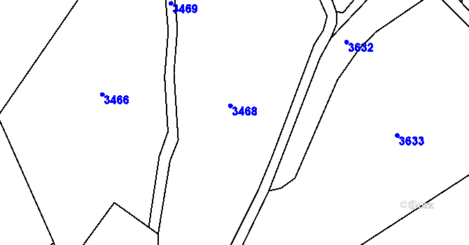 Parcela st. 553/2 v KÚ Mackovice, Katastrální mapa