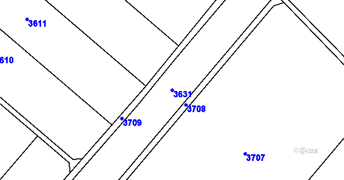 Parcela st. 3631 v KÚ Mackovice, Katastrální mapa