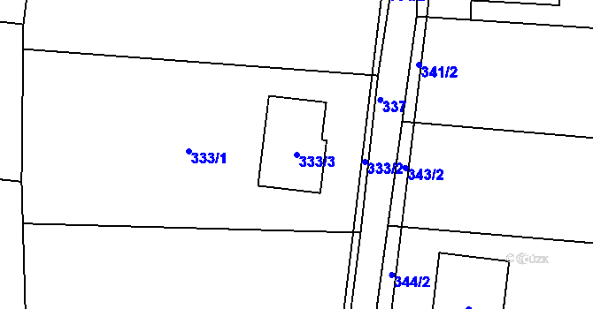 Parcela st. 333/3 v KÚ Mackovice, Katastrální mapa