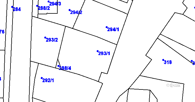 Parcela st. 293/1 v KÚ Mackovice, Katastrální mapa