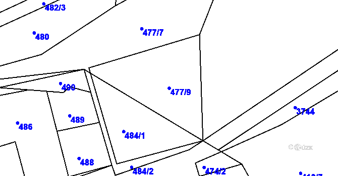 Parcela st. 477/9 v KÚ Mackovice, Katastrální mapa