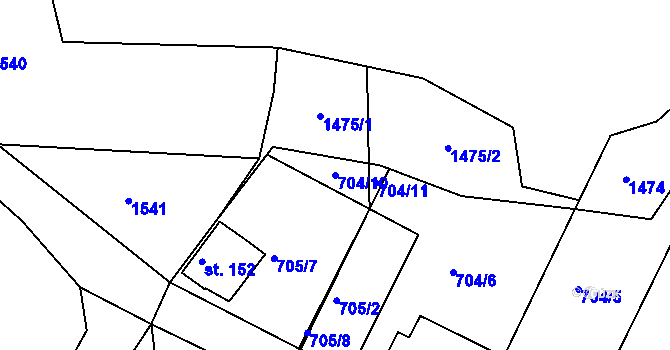 Parcela st. 704/10 v KÚ Mačkov, Katastrální mapa