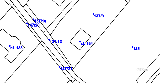 Parcela st. 154 v KÚ Mačkov, Katastrální mapa