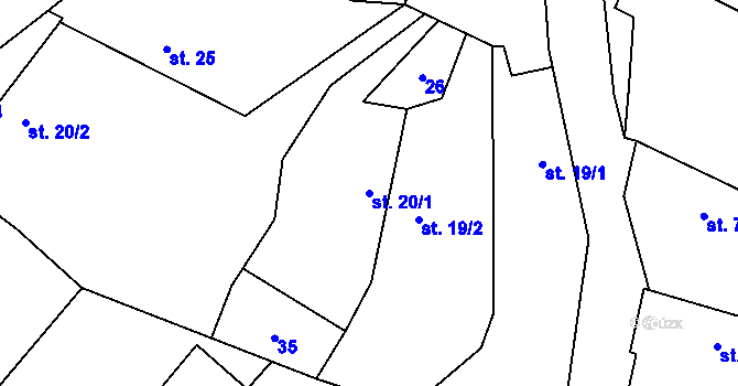 Parcela st. 20/1 v KÚ Mačkov, Katastrální mapa