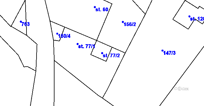 Parcela st. 77/2 v KÚ Mačkov, Katastrální mapa