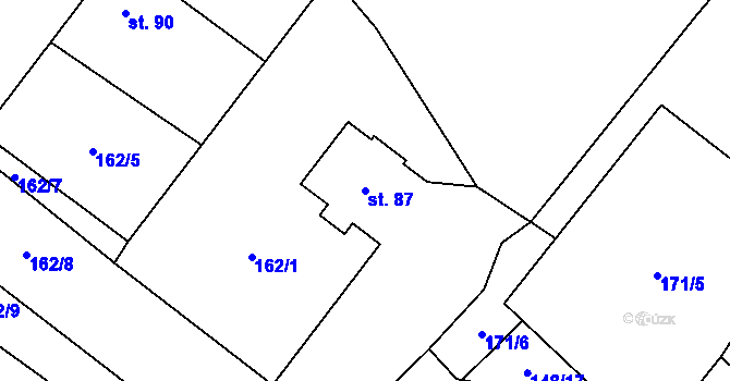 Parcela st. 87 v KÚ Mačkov, Katastrální mapa