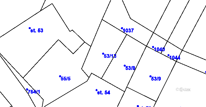 Parcela st. 53/13 v KÚ Mačkov, Katastrální mapa