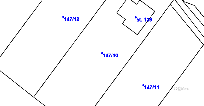 Parcela st. 147/10 v KÚ Mačkov, Katastrální mapa