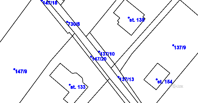 Parcela st. 137/10 v KÚ Mačkov, Katastrální mapa