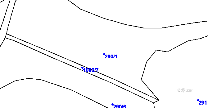 Parcela st. 290/1 v KÚ Mahouš, Katastrální mapa