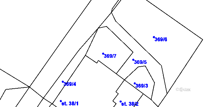 Parcela st. 369/7 v KÚ Mahouš, Katastrální mapa