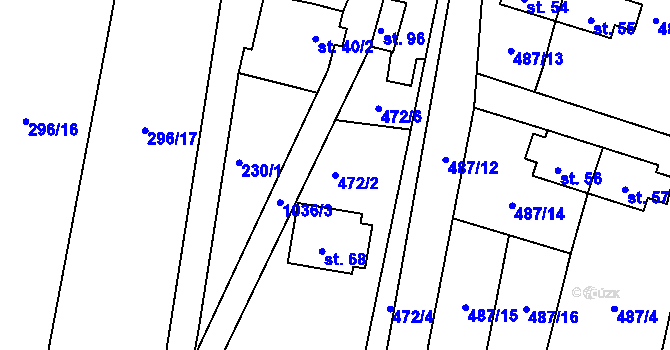 Parcela st. 472/2 v KÚ Mahouš, Katastrální mapa