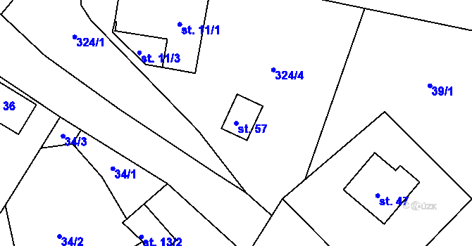 Parcela st. 57 v KÚ Olšovice, Katastrální mapa