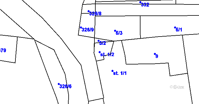 Parcela st. 1/2 v KÚ Olšovice, Katastrální mapa