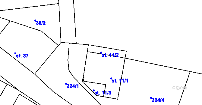 Parcela st. 11/2 v KÚ Olšovice, Katastrální mapa