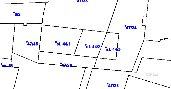 Parcela st. 44/2 v KÚ Olšovice, Katastrální mapa