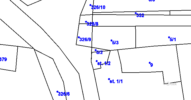 Parcela st. 5/2 v KÚ Olšovice, Katastrální mapa