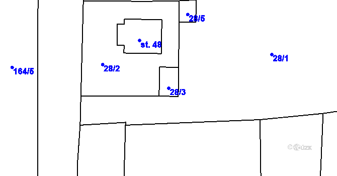 Parcela st. 28/3 v KÚ Olšovice, Katastrální mapa