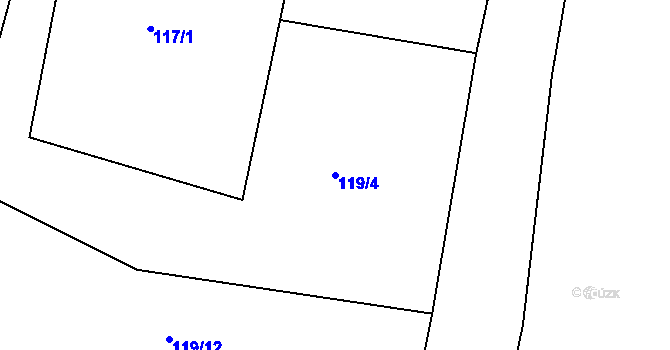 Parcela st. 119/4 v KÚ Olšovice, Katastrální mapa