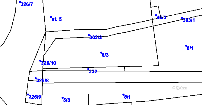 Parcela st. 6/3 v KÚ Olšovice, Katastrální mapa
