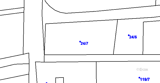 Parcela st. 24/7 v KÚ Olšovice, Katastrální mapa