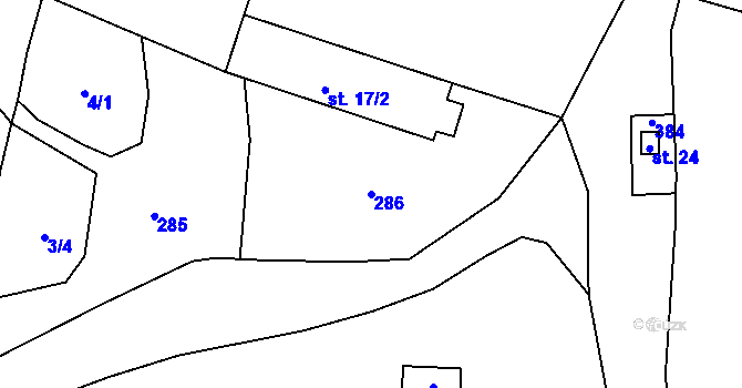 Parcela st. 286 v KÚ Sedlovice, Katastrální mapa