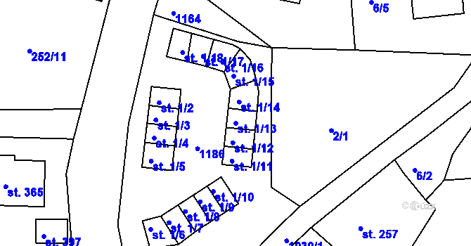 Parcela st. 1/13 v KÚ Machnín, Katastrální mapa