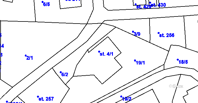 Parcela st. 4/1 v KÚ Machnín, Katastrální mapa