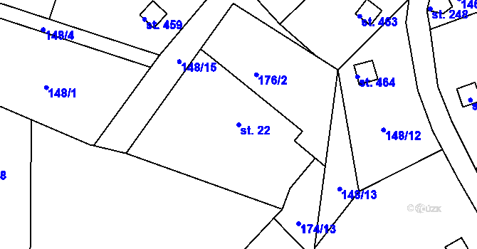 Parcela st. 22 v KÚ Machnín, Katastrální mapa