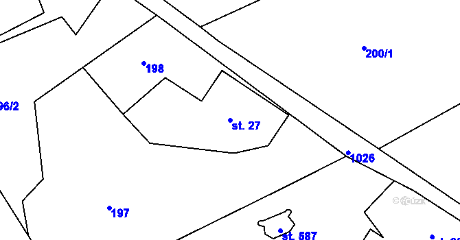 Parcela st. 27 v KÚ Machnín, Katastrální mapa