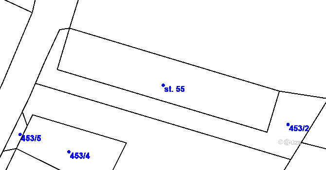 Parcela st. 55 v KÚ Machnín, Katastrální mapa