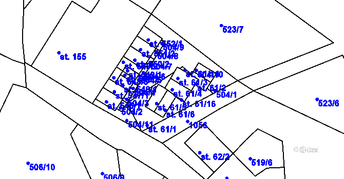 Parcela st. 61/4 v KÚ Machnín, Katastrální mapa