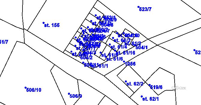 Parcela st. 61/5 v KÚ Machnín, Katastrální mapa