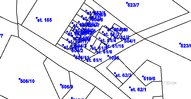 Parcela st. 61/6 v KÚ Machnín, Katastrální mapa