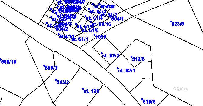 Parcela st. 62/2 v KÚ Machnín, Katastrální mapa