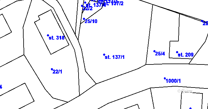 Parcela st. 137/1 v KÚ Machnín, Katastrální mapa