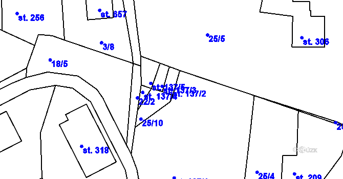Parcela st. 137/2 v KÚ Machnín, Katastrální mapa
