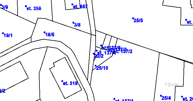 Parcela st. 137/4 v KÚ Machnín, Katastrální mapa