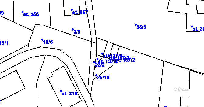 Parcela st. 137/5 v KÚ Machnín, Katastrální mapa