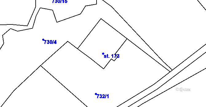 Parcela st. 173 v KÚ Machnín, Katastrální mapa