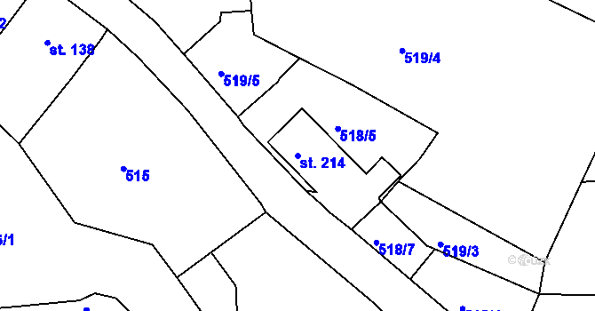 Parcela st. 214 v KÚ Machnín, Katastrální mapa