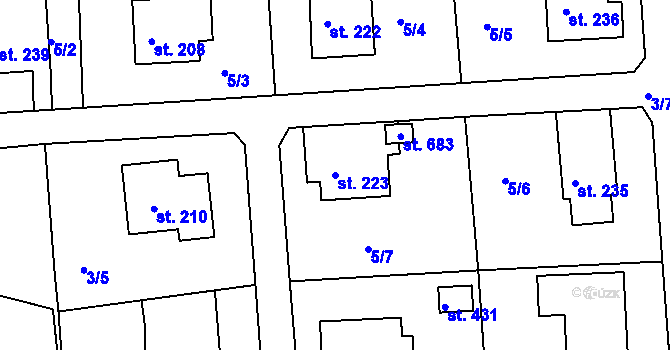 Parcela st. 223 v KÚ Machnín, Katastrální mapa