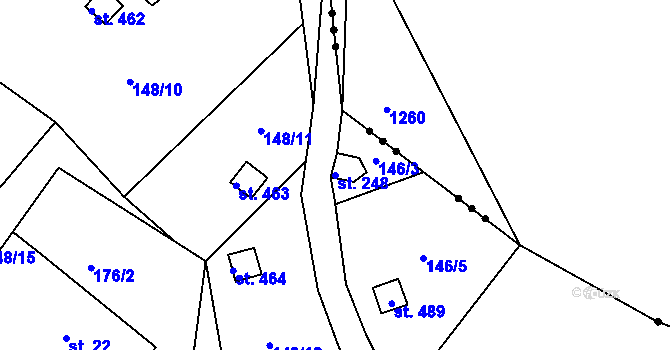 Parcela st. 248 v KÚ Machnín, Katastrální mapa