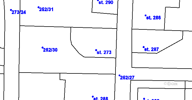 Parcela st. 273 v KÚ Machnín, Katastrální mapa