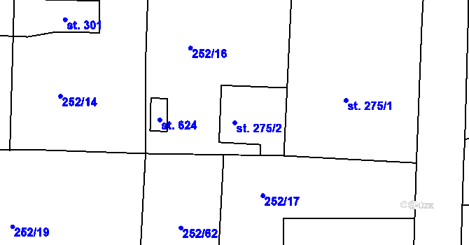 Parcela st. 275/2 v KÚ Machnín, Katastrální mapa