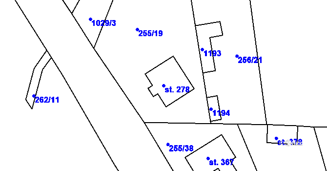 Parcela st. 278 v KÚ Machnín, Katastrální mapa